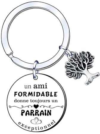 AIMINI Cadeau Parrain Porte-clés Original Personnalisé pour Anniversaire, Noël et Jour du Baptême (9)