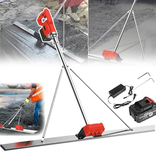 PLABNK Utensile Vibrante per Calcestruzzo - Elettrico (racla: 1,51×0,8 M), velocità: 3000-6000 Giri/min, Triangolare Fisso, Alimentato A Batteria, per Pavimenti in Calcestruzzo,Battery×1,1.5M