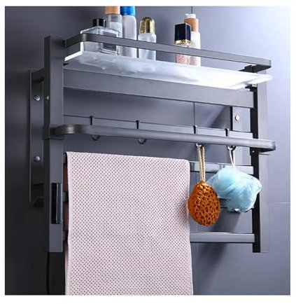 WRJAHCG Temperatura Regolabile Scaldasalviette Elettrico Bagno,Basso Consumo Portasciugamani Elettrico,Termoarredo Bagno A Parete,Grigio,Left Line
