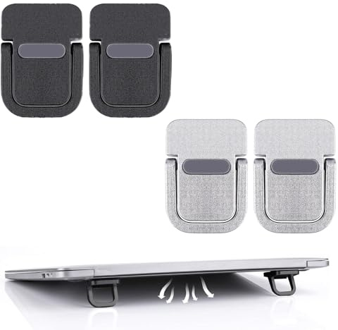 GIEEU 4 Pcs Supporto Portatile per Tastiera,Mini Supporto per Laptop Invisibile,Autoadesivo Piedini Pieghevoli per Laptop Con Silicone Antiscivolo