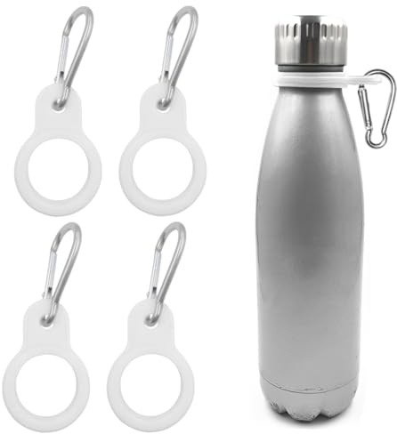 WeddHuis Set di 4 set portabottiglie con moschettone, fibbia per bottiglia d'acqua, portachiavi portabottiglie con gancio per campeggio, escursionismo e attività all'aperto (bianco)
