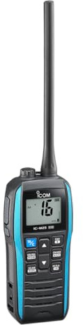 Icom M25EVO – Radio VHF bleue marine | Flottante | Étanche | Chargement USB | Légère | Longue durée de vie de la batterie | Essentiels nautiques