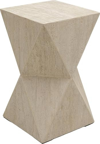 Kare Design Beistelltisch Travertino, Beige, 54cm Höhe | Stein-Optik, Couchtisch, Ablage, Nachttisch
