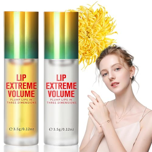 2Pcs Luxury Balm Extreme Voluming,Plumping Lip Oil Set,Lip Plumping Lip Gloss,Day & Night Lip Enhancer,Moisturizing Lip Balm,Waterproof Liquid Lip Balm,Natural Lip Care for Daily use,Relieve Dry Lips