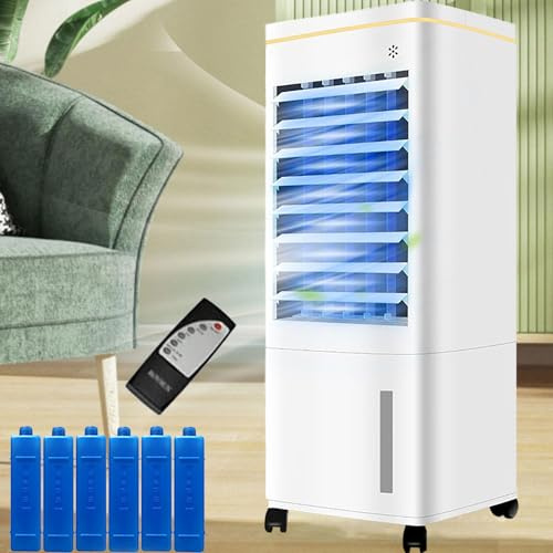 Condizionatore Portatile Senza Tubo, 3 in 1 Multifunzione Evaporativo Mobile, Silenzioso Raffreddatore d'aria Grande Serbatoio da 6.5 L, Timer da 8 ore,3 Velocità,con Telecomando,Senza Unità Esterna