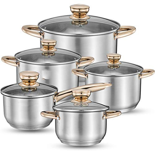 HCZKIUJY Cookware Set Soup Pot Stainless Steel Stew Cooking Pots Induction Cooker Casserole Kitchen Saucepan Double Boiler Steamer