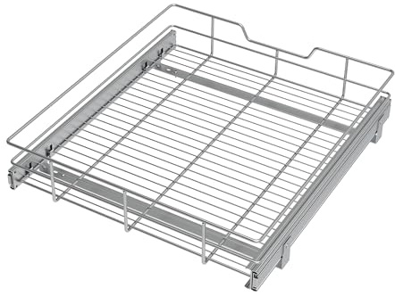 STORKING Ausziehbare schublade küche Verchromt Teleskopschublade, Vollausziehbarer Küchen-Organizer,Vollausziehbarer Küchenorganizer mit 3-teiliger Kugellager-Schiene (Ein-Ebenen 51 B x 43 T cm)