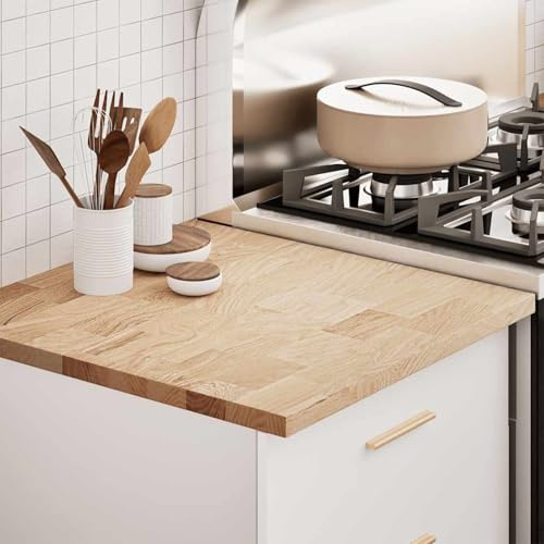 Fasba Küchenarbeitsplatte Massivholz Eiche, Vielseitige Arbeitsplatte 60x63,5x2,7 cm für Küche, Werkbank, Schreibtisch, Waschtisch