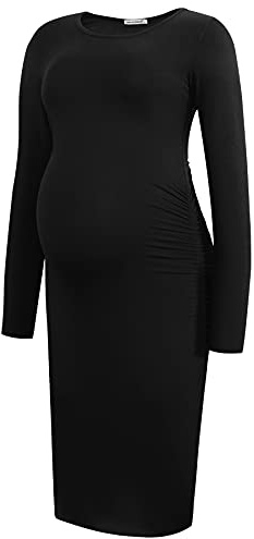 Smallshow Vestiti Premaman Maniche Lunghe Donna Abiti Premaman,Black,L