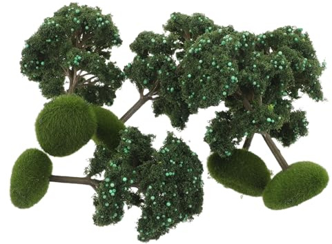 Uonlytech 5 pièces Micro Paysage Mini Arbres Décoratifs Modèles Miniatures de Pommiers Artificiels avec Mousse pour Décoration de Dioramas Ferroviaires Accessoires de Scène Réalistes pour