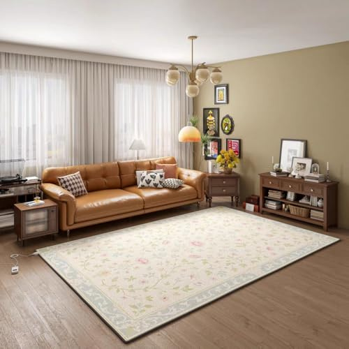 WSNCXFW Graphene Electric Heated Rug, Carpet Floor Heating Mat with Timer, Fast Heating Heated Foot Warmer Indoor Space Heater for Living Room Bedroom Office,F,80 * 120CM