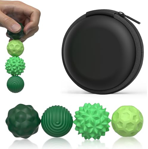 Silikon Magnetkugeln Fidget Toys,4 Stück Magnetische Anziehungskraft Stress Bälle mit Silikonhülle,Magnetkugeln Stressball Sensorik Spielzeug, Anti-Stress Fidget Toy für ADHS,Angst Stressabbau.(Grün)
