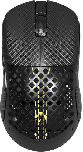 ATTACK SHARK MAMBASNAKE M2 Carbon Fiber Wireless Gaming Mouse, 41g Ultralight, PixArt PAW3395PRO Sensor, Up to 40000 DPI, 100M Clicks, 2.4G/BT/USB-C Wired, for PC/Xbox/PS/Mac - White (with Grip Tape)