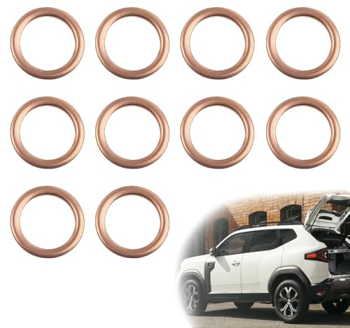 MOLZINY 10 Pezzi anelli di tenuta in rame rondelle M16 x 22 mm vite di scarico dell'olio in rame assortimento di anelli in metallo piatti per viti bulloni dadi molla accessori per carburante