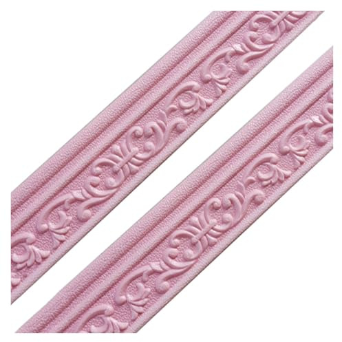 Wall Border Foam Baseboard Skirting, Self Adhesive 3D Skirting Boards Dado Rail Multicolor 2.2m 8cm Pcs(Pink)