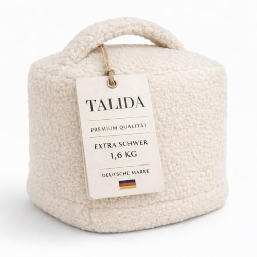 Türstopper sack 1,6KG Teddy-Stoff | mit Griff | waschbarer Bezug | mit Reißverschluss | schwer | moderne Optik | Boden Sand sack (1, Beige)