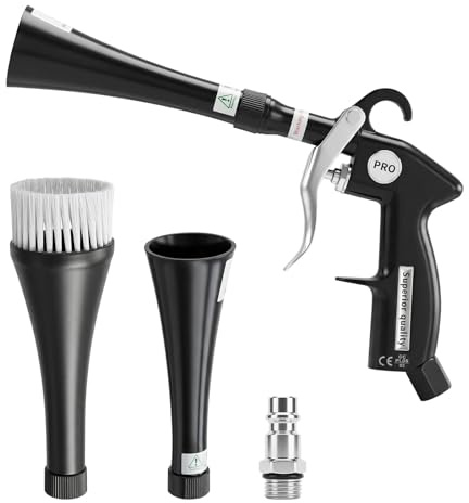 Ecofocet Pistolet de Nettoyage à Air Comprimé pour Voiture, Pistolet de Soufflage à Sec Haute Pression avec Buse Rotative, Nettoyage Intérieur Rapide pour Sièges, Tableau de Bord et Zones Difficiles