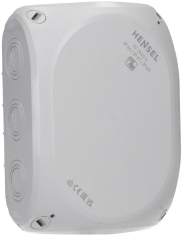 Hensel KF 1010 G Kabelabzweigkasten wetterfest IP66 mit Klemme | Feuchtraumdose 2,5-10 qmm 3phasig, 16 qmm 1phasig, mit 5-poliger Klemme, für Outdoor & Keller, grau