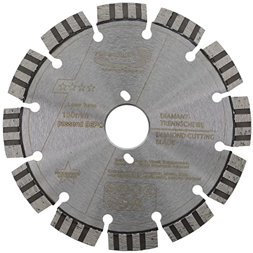 PRODIAMANT Diamant Trennscheibe 150mm passend Bepo Bohrung 27mm mit nebenlöcher Lasergeschweitßte Segmente für Stahl Beton Mauerwerk und Verbundbauweise