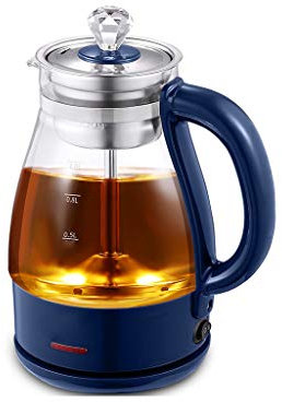 Bouilloire éLectrique en Verre - 1,0 Litre Bleu LED Bureau Portable Portable Allumé Hors Tension en Acier Inoxydable éBullition Rapide Thé Bouilloire