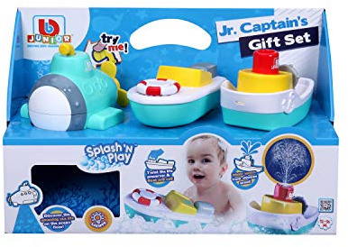 BB Junior Splah 'N Play: Presentset med fina båtar, perfekt för vatten, varje båt har en bra funktion, från 12 månader, inklusive tre båtar, blå (16–89009)