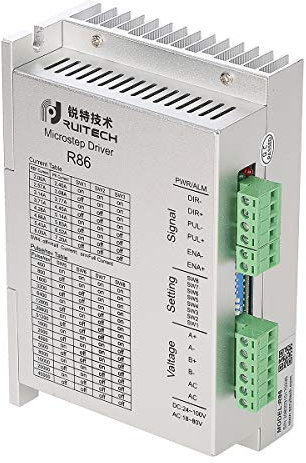 Rtelligent Schrittmotor-Treiber R86 Nema 34 Motor Controller 24-100 V DC 18-80 V AC 2-Phasen Hybrid 2,4-7,2 A 86 MM Flansch Stepper Driver Für Carving- / Laser Maschine