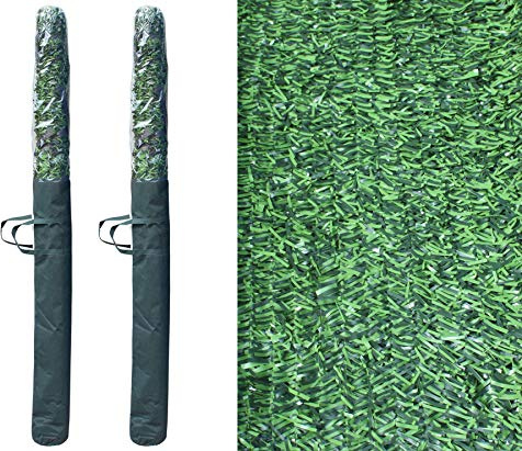 ADO - Seto Artificial Decorativo Tupido Ignífugo Verde de 3 Metros x 1.5 Metro, 90 Varillas, 80% Ocultación (2- Rollos seto 3.1.5)