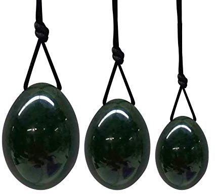 Natural Nephrite Jade Drilled Yoni Eggs Ben Wa Ball Women Kegel Exercise Pelvic Floor Muscle Tightening Ball Massage Set-Nephrite Jade Eggs