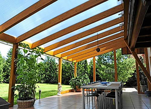 Terrassendach Terrassenüberdachung Carport Komplettset ECO Polycarbonat 16mm klar 3000mmx7130mm (TxB)