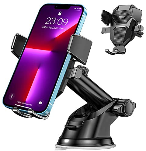 Bnimtm Car Phone Holder 4 in 1 Universal Car Phone Mount Cradle Super Stable for Dashboard/Windscreen/Air Vent, One Button Release and 360° Rotation for All 4.7 to 6.5 inch Smartphones