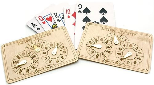 Brimtoy Bezique Marker, klassische Bezique-Punkteregister, graviertes Holz mit Messingzeigern, handgefertigt in Großbritannien, Erwachsene ab 14 Jahren, Kartenspiel