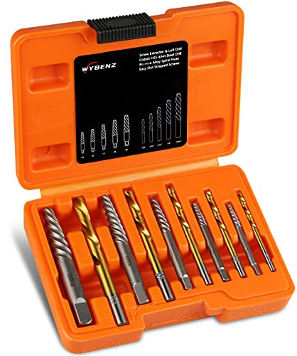14Pcs Screw Extractor and Left Hand Drill Bits Set, Easy Out Screw Extractor Set, Broken Bolt Extractor Kit Bolt Remover, Reverse Cobalt HSS Steel Drill Bit for Remove Stripped Screws and Broken Bolts
