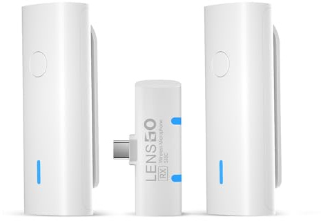 LENSGO Kabelloses Lavalier-Mikrofon für USB Typ-C Android, 2,4 GHz Dual Wireless Mikrofonsystem mit Ladekoffer für YouTube Facebook Videoaufnahme, Plug & Play, 100 Meter Übertragung