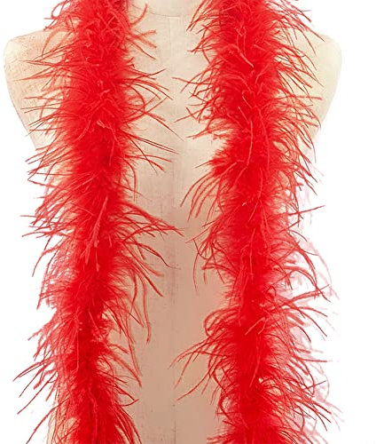 ISAKEN Federboa 2M Flauschige Boa Federn Feder Schal Verkleidung Federdichten Flauschige Girlande Straußenfedern für Damen Kinder Karneval Fasching Stola Kostüm Party Heimdekoration