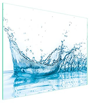 DarHaus Tabla de cortar de cristal, tabla de cocina de vidrio, tabla de vidrio para cortar y servir alimentos, cubierta para la placa de cocina, medidas 52 x 40 cm, AGUA
