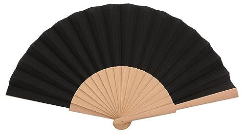 qijiefenCC Faltbare Fächer Handfächer,Fächer Hochzeitsfächer,Chinesische Folding Fans,Bambus Handheld Faltfächer für Geburttag, Party, Wedding, Wand Deko,Schwarz