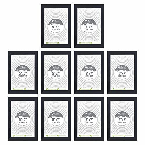 M1SS Black Photo Frames 5x7” (Set of 10) 13cm x 18cm, Wood Effect Multi Picture Frames with Glass Front for Displaying Multiple Photos on Walls Mounted and Tabletop Room Decoration Modern style