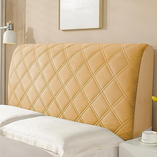 Wambere Bettkopfteil Hussen - Bezug für Kopfteil und Rückwand - Staubdichte Stretch Abdeckung - Polster Rückenlehne Überzug, Braun A, 150cm