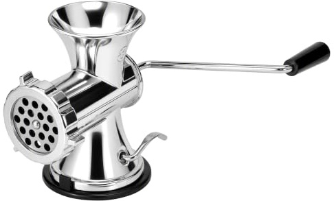 Manual Meat Grinder, Hand Cranked Food Mincer Sausage Stuffer for Home Kitchen Aluminum Alloy Silver 17cm 1 Pack