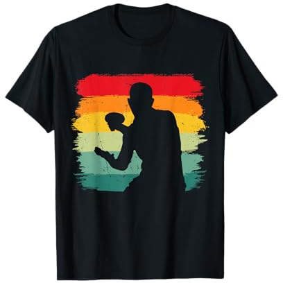 Tischtennistrainer Ping Pong Bälle Tischtennis Retro Tischtennisverein Ping Pong T-Shirt für Unisex-Erwachsene und Kinder, Schwarz, Multicolored, S, Kurzarm, Sommer, 1 Count