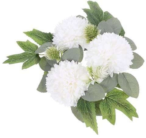 LIFKOME Künstlicher Blumenkerzenkranz Weiße Chrysanthemenkugel