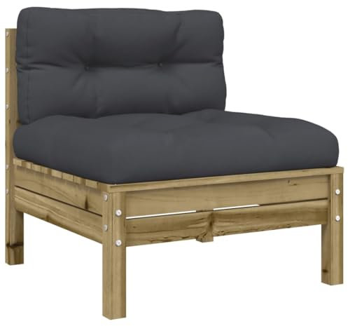 vidaXL Gartensofa ohne Armlehnen, Modular Sofa mit Kissen, Gartensessel mit Lattenrost, Relaxsessel Lounge Sessel Gartenmöbel, Kiefernholz
