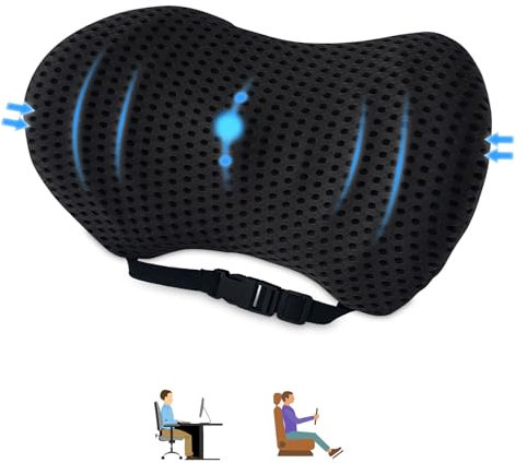 Aipwerer Lumbalkissen Rücken,Lendenwirbelstützkissen für Bürostuhl und Autositz,Memory Foam Rückenstützkissen Verstellbarem Gurt,Lendenkissen Ergonomisches für Autositze,Bürostuhl