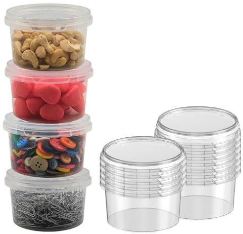 15x Frischhaltedose mit Deckel 240 ml kleine Gefrierdosen rund Ø 9,5 cm Feinkostbecher
