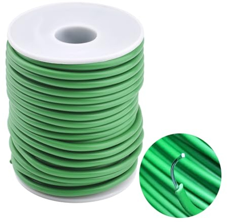 3,5mm x 20 m Pflanzenbinder, Grün Pflanzendraht Weich Gartendraht Dicke Bindedraht Gummiert Zum Binden von Kletterrosen Unterstützende Tomaten, Blumen und Pflanzenstütze im Garten(1 Stück)