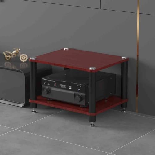 ZGNMK HiFi-Racks Schallplatten Konsolen Regal Schallplattenregal, Router Schrank Audio Rack Phonoschrank Für Plattenspieler Stereoanlagen Kompaktanlage(Reddish Brown,49x48x37cm)