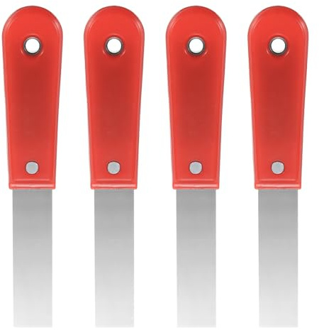 QUARKZMAN 4Stk Spachtel 0.98 Breite Klinge Kohlenstoffstahl Metallspachtel | Schaber Flexibler Gipsspachtel für Trockenbau Reparatur und Spachteln Rot