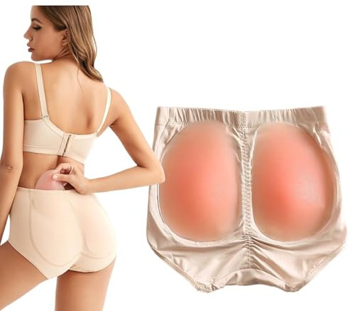Qixfyze Bragas con Relleno Gluteos Y Caderas De Silicona, Bragas Push Up Gluteos con Relleno, Trasero Falso De Silicona, Potenciador De Cadera De Silicona(300g Skin Color,M)