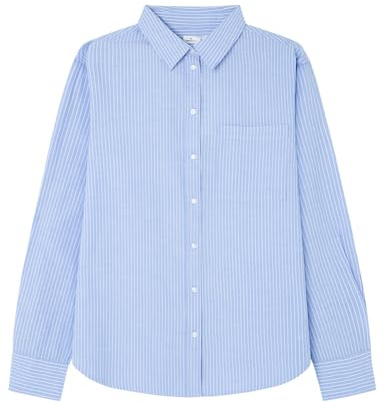 SPRINGFIELD 3.t.a. Camisa Oversize Popelin Camicia, Blu (Horizonte), M Donna