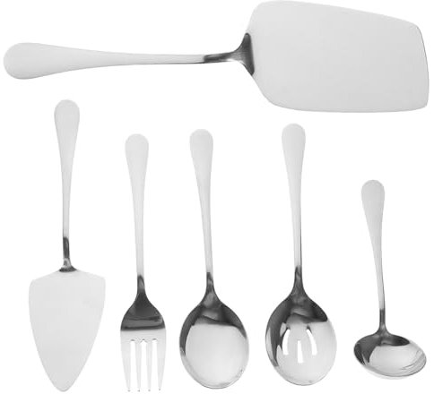 MUCKLILY Juego De Utensilios De Acero Inoxidable 6 Piezas Cucharas Tenedores y Cucharones Para Fiestas Restaurantes y Bufés